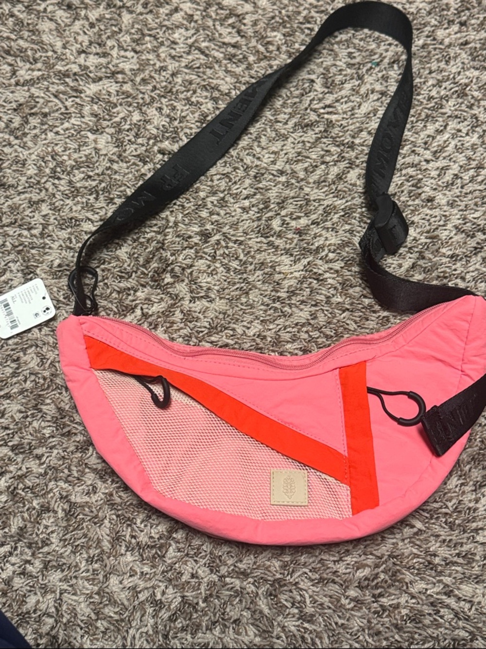 NWT Free People Movement Pink and Orange Crescent Crossbody Sling Bag